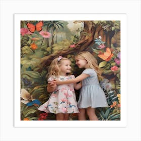 Two Girls In The Garden Art Print