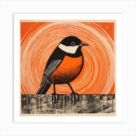 Retro Bird Lithograph Carolina Chickadee 3 Art Print