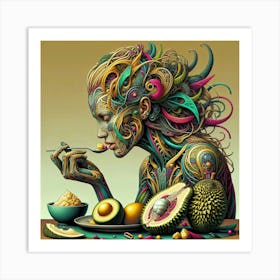 Woman Eating Fruit Art Print