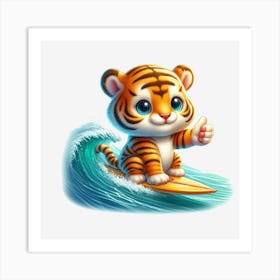 Tiger Surfing Art Print