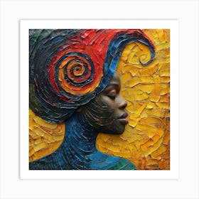 Woman With A Colorful Head Art Print