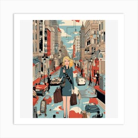 Girl In A City Art Print