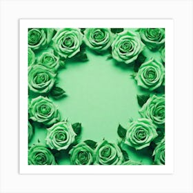Green Roses On A Green Background Art Print