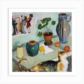 The Ghost in the House Stalls: Still life with a Cat by August Macke (1910) Art Print