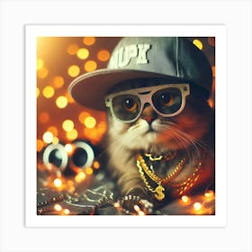 Hip Hop Cat Art Print