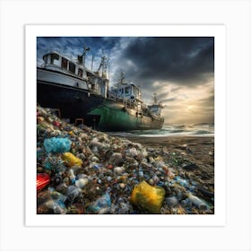 Plastic Pollution On The Beach Art Print