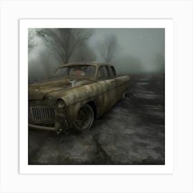 Old Car In The Fog 6 Art Print