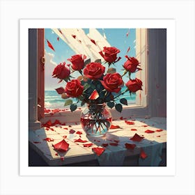 Roses In A Vase Art Print