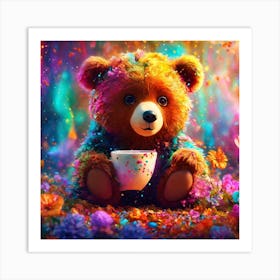 Teddy Bear With Cup Art Print