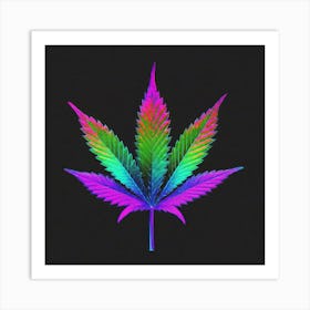 Neon Marijuana Leaf Art Print