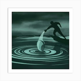 Man On A Surfboard Art Print