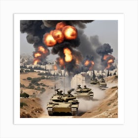 Israeli Tanks In Jordan Art Print