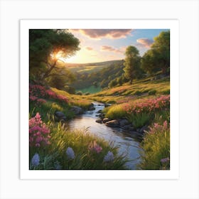 Sunset In The Meadow Art Print