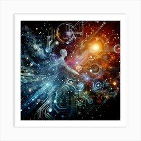 Futuristic Man In Space 2 Art Print