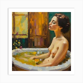 Woman In A Bathtub 2 Art Print