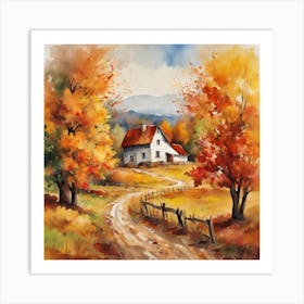 Fall Landscape Farmhouse 1 Art Print