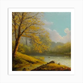 Riverside Scene Art Print