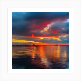 Sunset Over The Ocean 1 Art Print