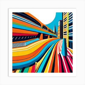 London Skyline, Color Street, Quirky City, Funky Art Print Art Print