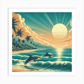 Dolphins At The Beach 1 Art Print