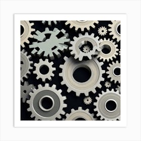 Gears On Black Background 6 Art Print