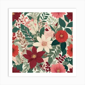 Floral Seamless Pattern 1 Art Print