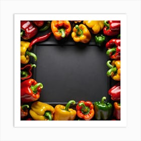 Colorful Peppers On Black Background 11 Art Print