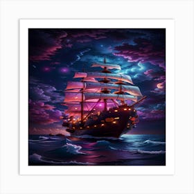 Ship In The Night Sky 1 Art Print