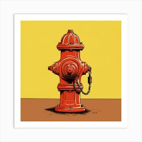 Fire Hydrant,Illustration of a red fire hydrant Art Print