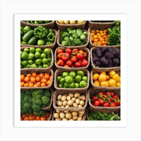 Fresh Vegetables In Baskets Art Print