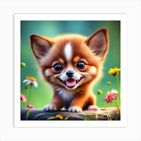 Cute And Happy Baby Pomchi Hyper Realism Persp Art Print