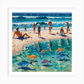 Create Sea And Fish And People Art Print