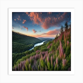 Sunset Over The River 2 Art Print