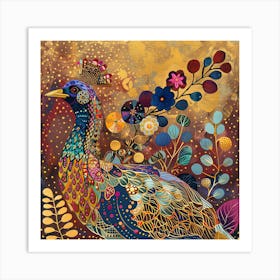 Patchwork Quilted Partridge 2 Art Print