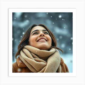 Happy Woman In The Snow 1 Poster