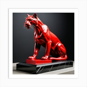 Puma Rojo Sentado Art Print