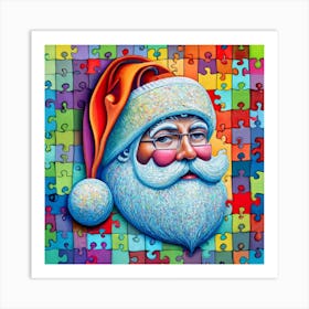 Santa Colourful Art Print