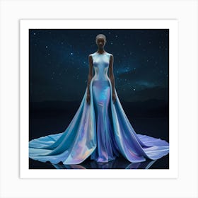 A Futuristic Floorsweeping Evening Gown Wall Art Design Art Print