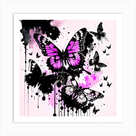 Pink And Purple Butterflies Art Print