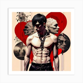 Split Personality Shirtless Male Poster Art Art Print