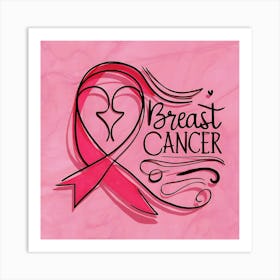 Women Breast Cancer Awareness background in Pink Ribbon international symbol for month October clipart and poster clipart and wall art 31 Art Print