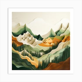 Paper Mountain Landscape Art Print