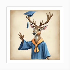 Graduation Deer 1 Art Print