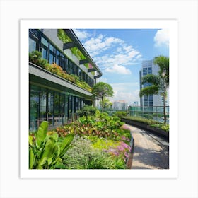 David Hockney Style. Rooftop Garden in Singapore 3 Art Print