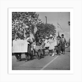 San Juan Bautista, California, Schoolchildren Marching With Scrap Metal For The War By Russell Lee Art Print