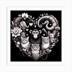 Heart Of Animals Art Print