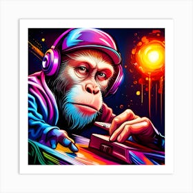 Dj Monkey Art Print