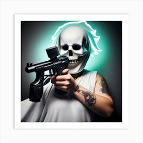 Skeleton Holding A Gun 1 Art Print