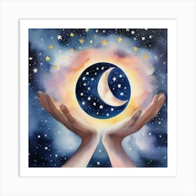 Moon And Stars Art Print