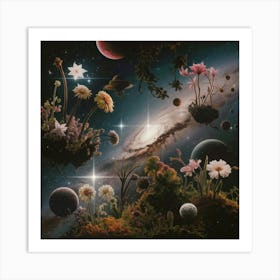 Flowers In Space Art Print